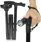 Folding Cane with LED Light- Non-Slip Grip Handle for Men and Women, Collapsible Walking Stick
