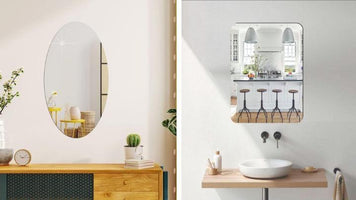 Combo of Oval Shape & Square Shape Mirror (Pack of 1)