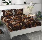 Premium MICROFIBER ELASTIC FITTED DOUBLE BEDSHEET WITH TWO PILLOW COVERS (70X76X6 Inches)
