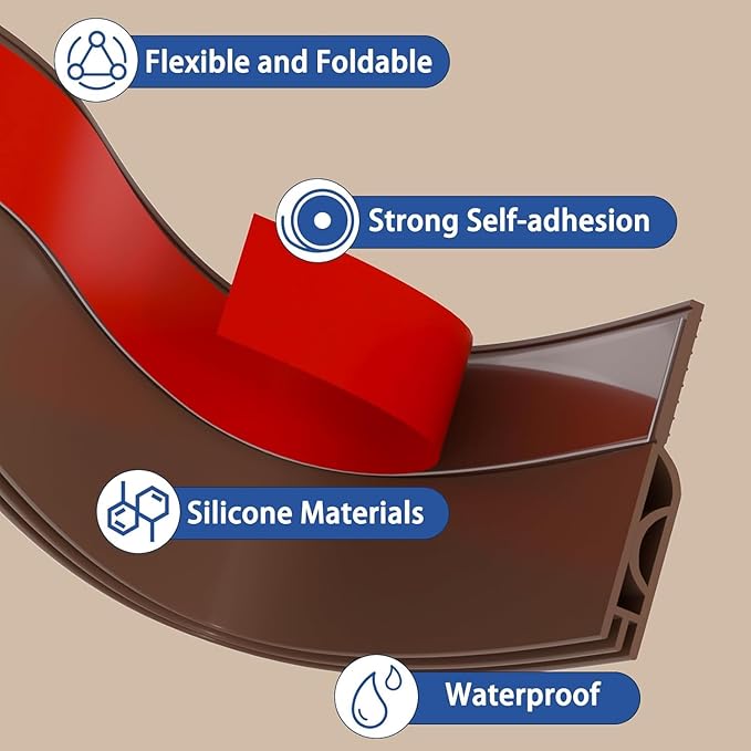 Door Gap Filler for Bottom of Door | Silicone Door Bottom Sealing Strip with Strong Adhesive - UNOFLASH
