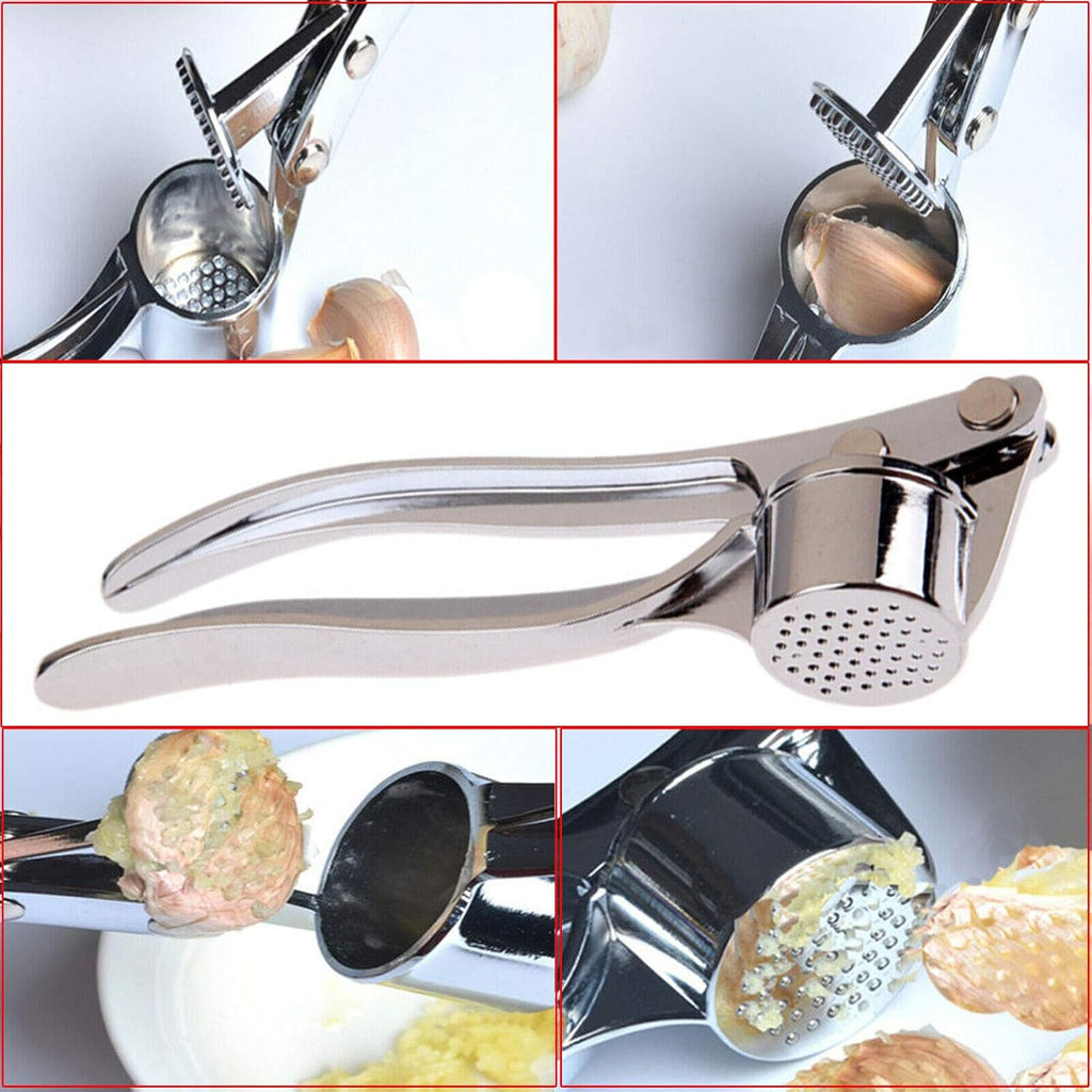Stainless Steel Heavy Duty Home Kitchen Garlic Press Crusher Squeezer Presser Masher Mincer Hand Tool - UNOFLASH
