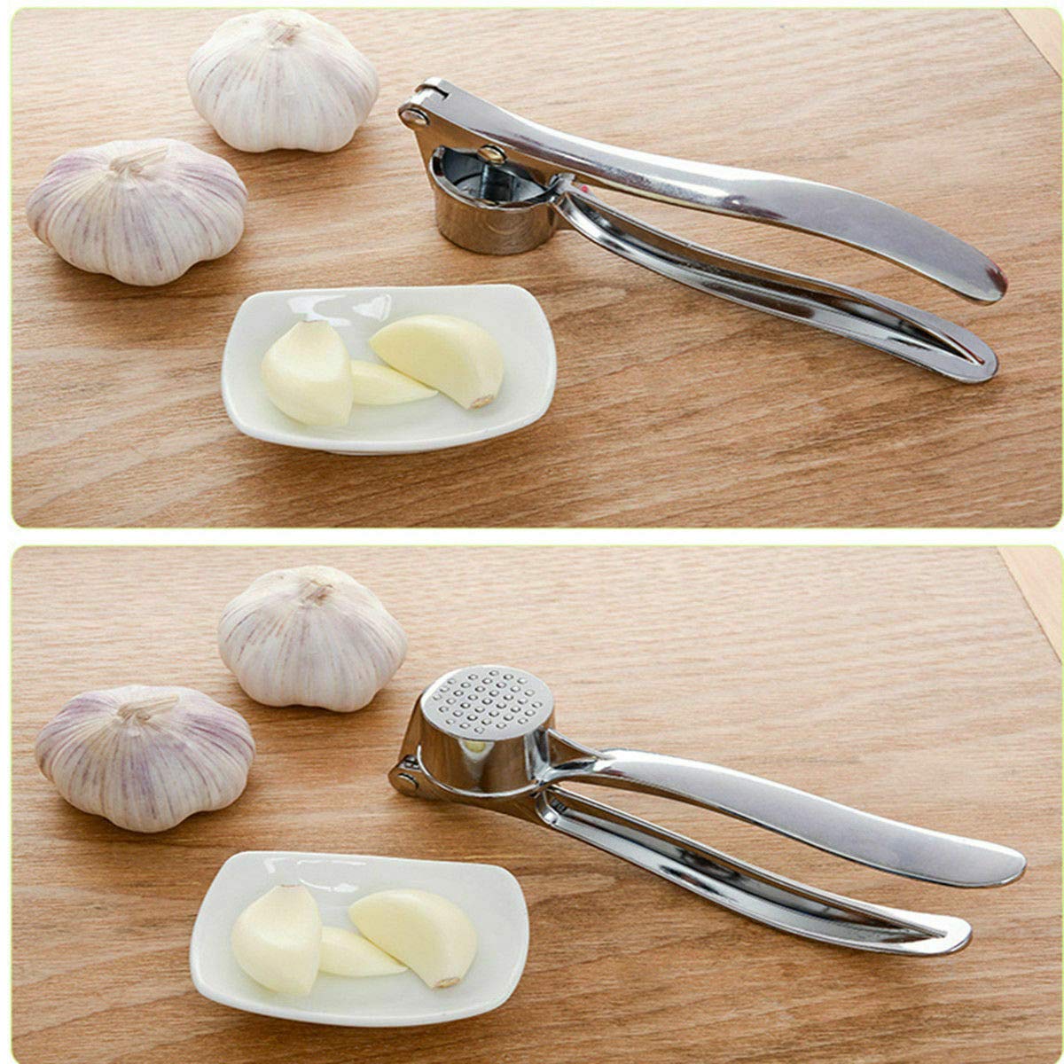 Stainless Steel Heavy Duty Home Kitchen Garlic Press Crusher Squeezer Presser Masher Mincer Hand Tool - UNOFLASH