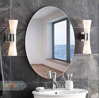Unbreakable Plastic Sheet New Oval Shape Wall Sticker Mirror for Bathroom - UNOFLASH