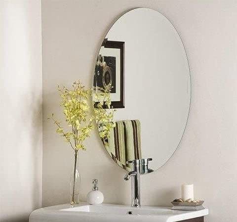 Unbreakable Plastic Sheet New Oval Shape Wall Sticker Mirror for Bathroom - UNOFLASH